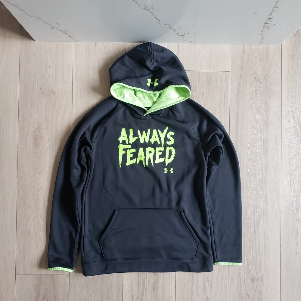 Under Armour Sweater Boys YXL Black Always Feared‎ Graphic ColdGear Hoodie